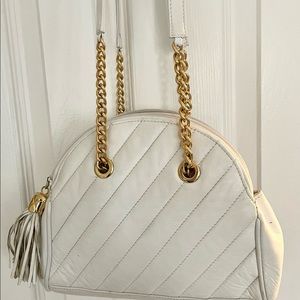 Dufonte by Lucien Piccard Vintage White Quilted Leather Shoulder Crossbody Purse
